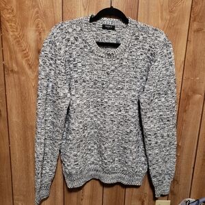 Forever 21 Men Gray Black Basket Weave Pullover Sweater Med Thick Knit